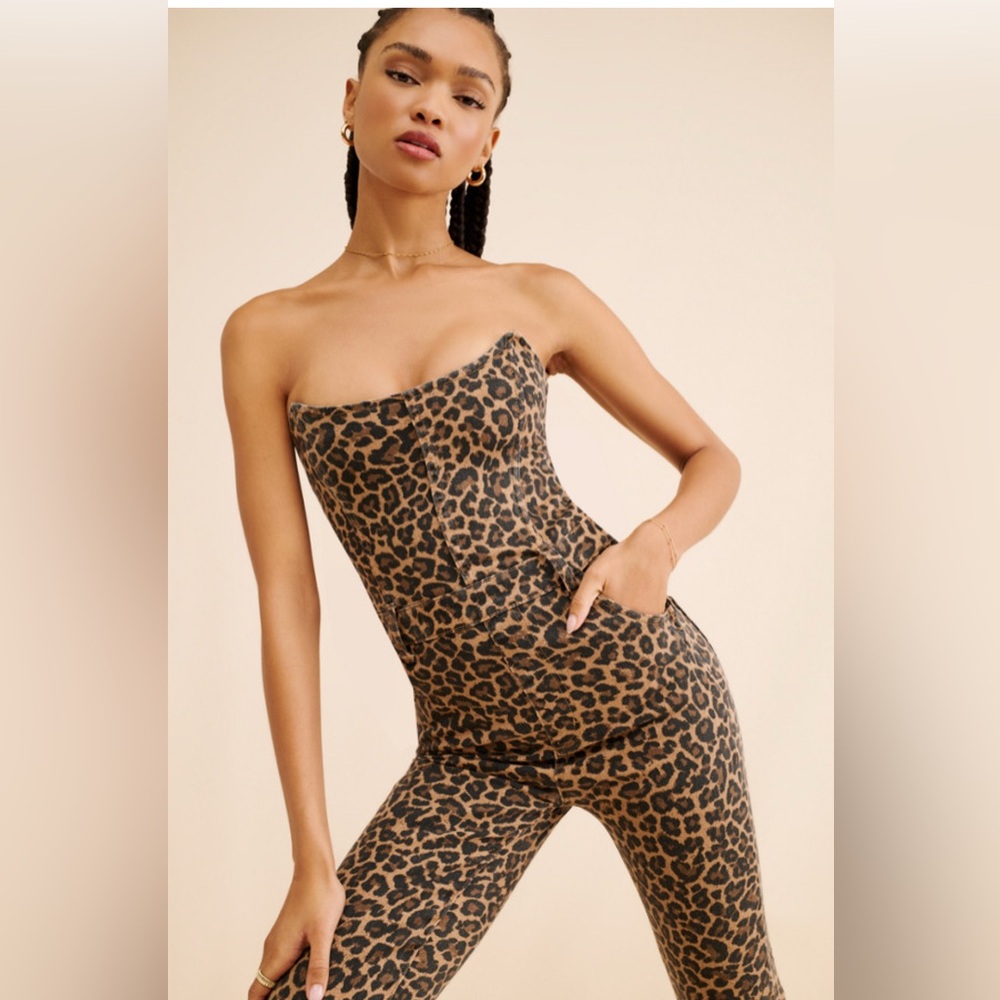 Mumu Santa Fe Jumpsuit, stretch gorset style , Leopard Animal Print, M
